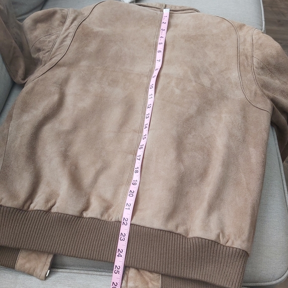 Members Only by Europe Craft suede leather bomber jacket camel tan unisex - Picture 15 of 16